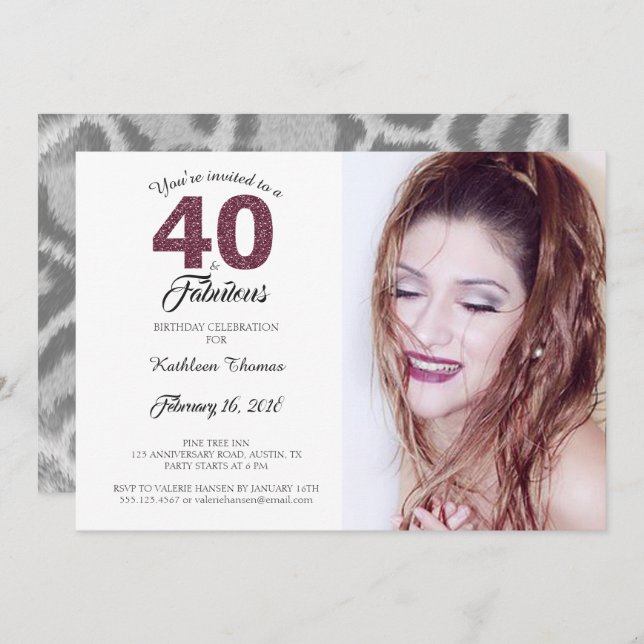 40 and Fabulous 40th Birthday Party Photo Invitation (Front/Back)
