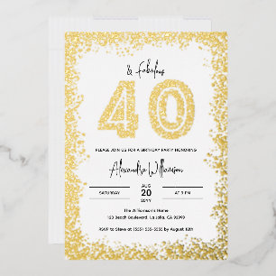 40 and Fabulous 40th Birthday Party Real Gold Foil Invitation