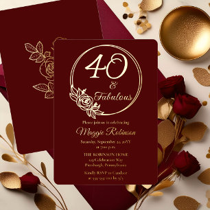 40 and Fabulous 40th Birthday Party Stamped Foil Invitation