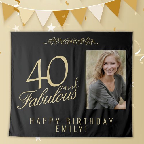 40 and Fabulous 40th Birthday Photo Backdrop