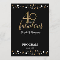 40 and fabulous 40th Birthday Program