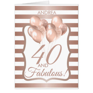 40 And Fabulous 40th Birthday Rose Gold BIG Card