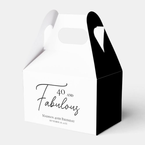 40 and Fabulous 40th Black  White Birthday Favor Boxes