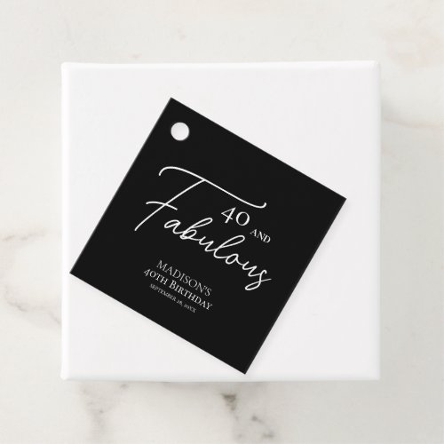 40 and Fabulous 40th Black  White Birthday Favor Tags