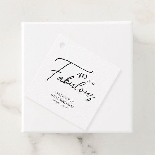 40 and Fabulous 40th Black  White Birthday Favor Tags