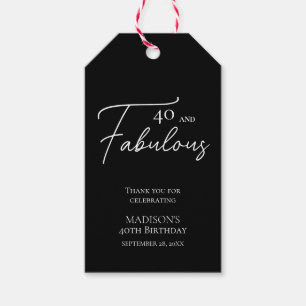 40 and Fabulous 40th Black & White Birthday Gift Tags
