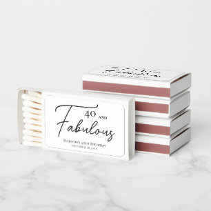 40 and Fabulous 40th Black & White Birthday Matchboxes