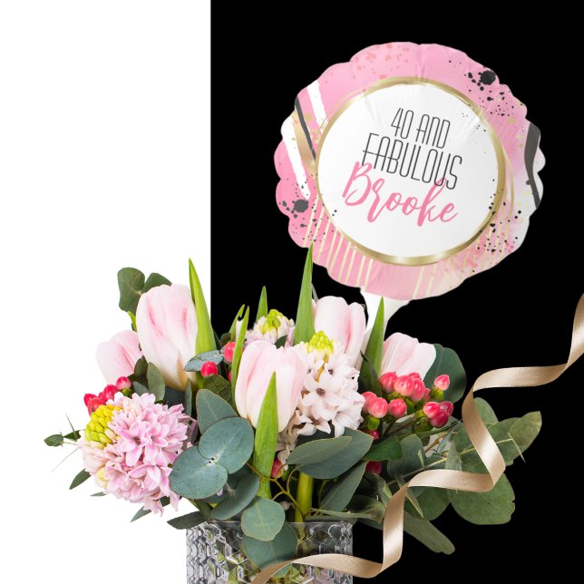 40 and Fabulous Abstract Pink Gold Black Modern Balloon (Creator Uploaded)