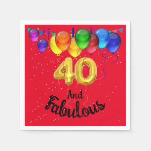 40 and fabulous birthday balloons napkins