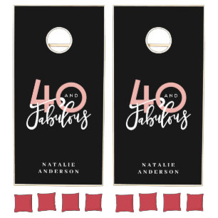 40 and fabulous birthday celebration cornhole set