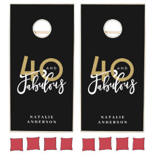 40 and fabulous birthday celebration cornhole set