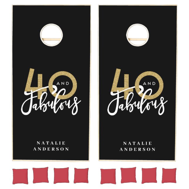 40 and fabulous birthday celebration cornhole set (Set)
