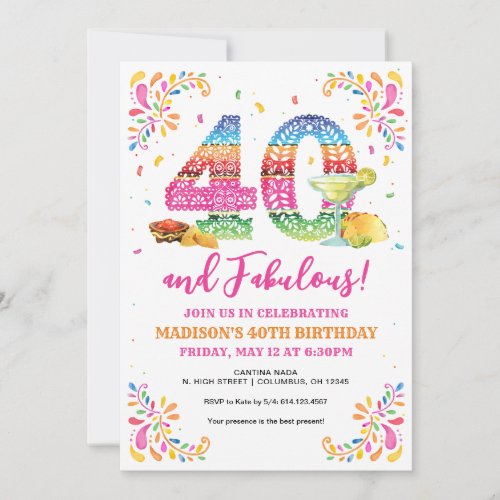 40 and Fabulous Birthday Fiesta Invitation