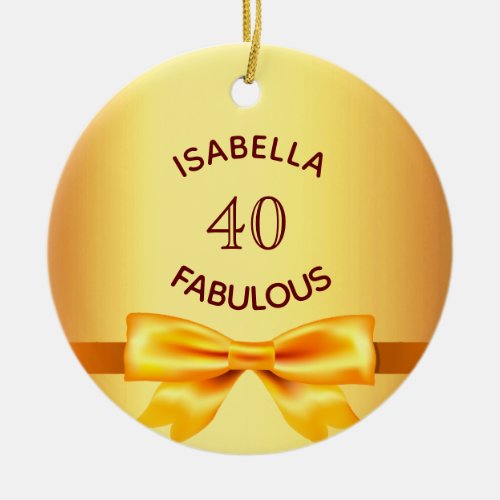 40 and fabulous birthday gold monogram ceramic ornament