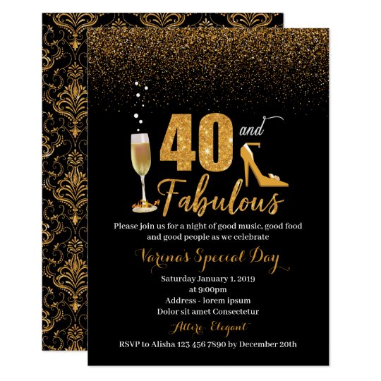 40 And Fabulous Birthday Invitation For Women