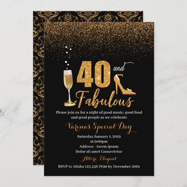 40 and Fabulous Birthday Invitation for Women (Front/Back)