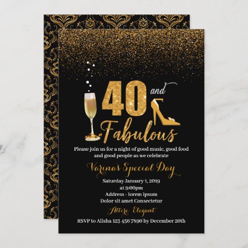 40 and Fabulous Birthday Invitation for Women