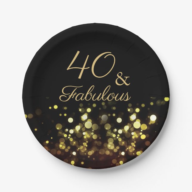 40 and Fabulous Birthday Paper Plates (Front)