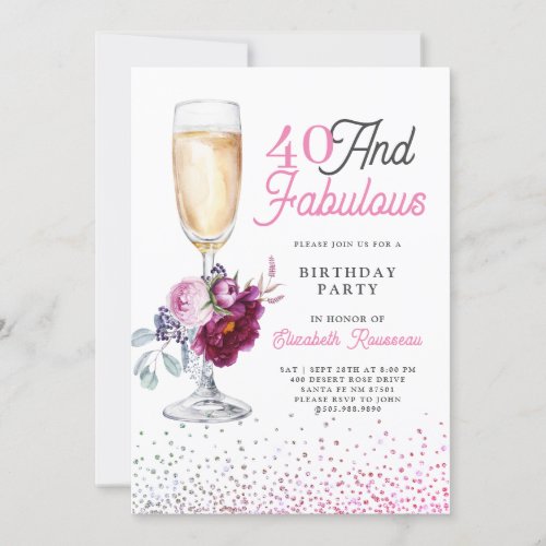 40 And Fabulous Birthday Party Invitation