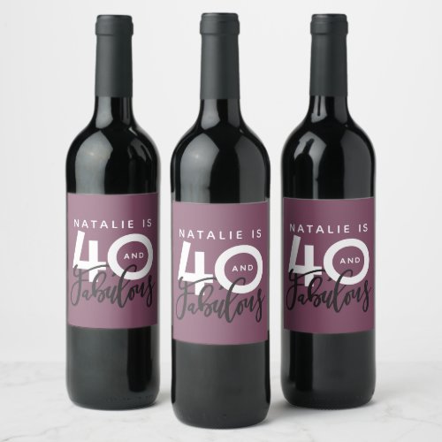 40 and fabulous birthday party label