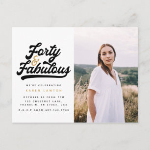 40 and fabulous birthday party photo invitation po postcard