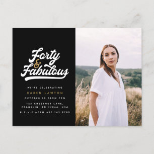 40 and fabulous birthday party photo invitation postcard