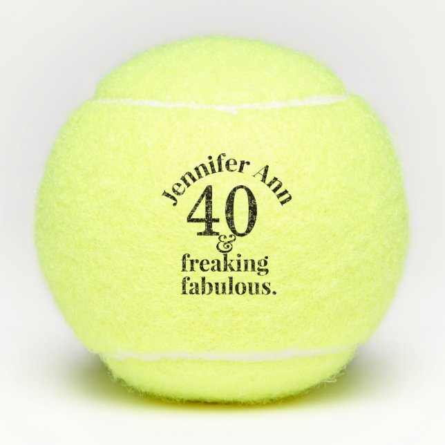 40 and Fabulous Birthday Personalized Funny Tennis Balls (Front)