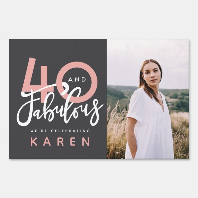 40 and fabulous birthday photo banner sign (Front)