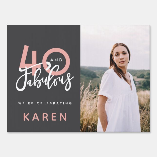 40 and fabulous birthday photo banner sign (Front)
