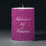 40 And Fabulous Birthday Pink Purple Glitter Girly Pillar Candle<br><div class="desc">Designed with pretty,  girly and beautiful pink purple glittery background and personalized text template for name which you can edit,  this is perfect for the 40th birthday celebrations!</div>