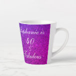 40 And Fabulous Birthday Pink Purple Glitter Ombre Latte Mug<br><div class="desc">Designed with pretty, girly and beautiful pink purple glittery background and personalized text template for name which you can edit, this is perfect for the 40th birthday celebrations or gift! You can easily customize the template to change it to other fabulous birthday parties like 50 and fabulous or as you...</div>
