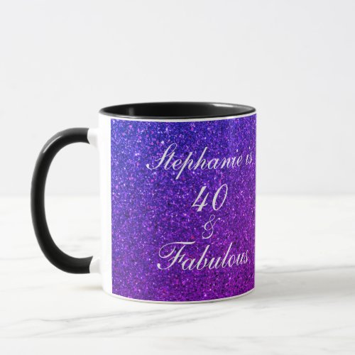 40 And Fabulous Birthday Pink Purple Glitter Ombre Mug