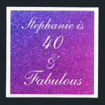 40 And Fabulous Birthday Pink Purple Glitter Ombre Paper Dinner Napkins<br><div class="desc">Designed with pretty,  girly and beautiful pink purple glittery background and personalized text template for name which you can edit,  this is perfect for the 40th birthday celebrations!</div>