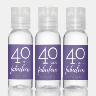 40 and Fabulous Birthday Typography on Violet Hand Sanitizer