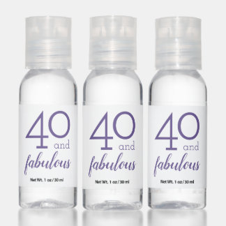 40 and Fabulous Birthday Violet Typography Hand Sanitizer