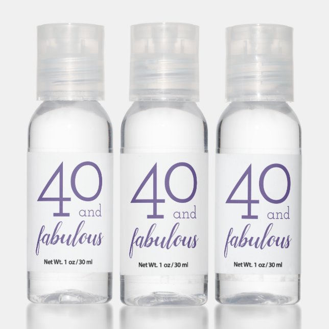 40 and Fabulous Birthday Violet Typography Hand Sanitizer (Set)