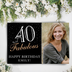 40 and Fabulous Black 40th Birthday Party Photo Poster