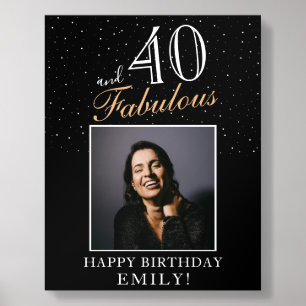 40 and Fabulous Black 40th Birthday Photo Acrylic Photo Tile