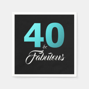 40 and Fabulous Black and Blue Birthday Party Napkins