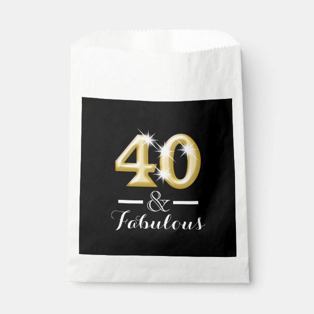 40 and fabulous black gold birthday favor bag (Front)
