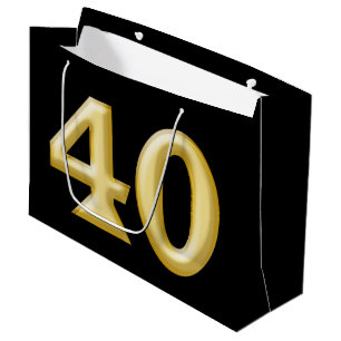 40 and fabulous black gold birthday large gift bag