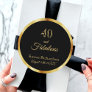 40 and fabulous black gold name classic round sticker