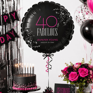 40 and Fabulous Black Pink Glam Sparkle Birthday Balloon