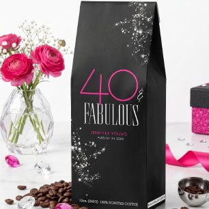 40 and Fabulous Black Pink Glam Sparkle Birthday Roasted Coffee