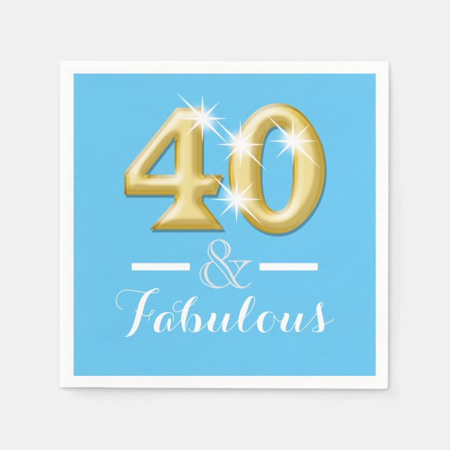 40 and fabulous blue birthday paper napkins (Front)