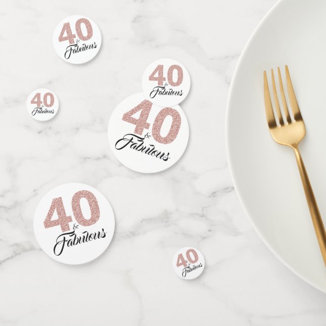 40 and Fabulous Blush Pink Glitter 40th Birthday Confetti (Group)