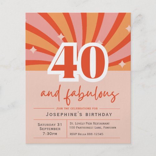40 and fabulous budget invitation flyer