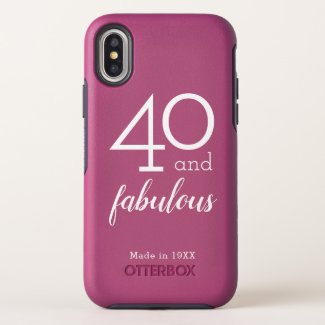 40 and Fabulous, Custom Year, Dark Pink OtterBox Symmetry iPhone X Case