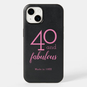 40 and Fabulous Custom Year Pink Black OtterBox iPhone 14 Case