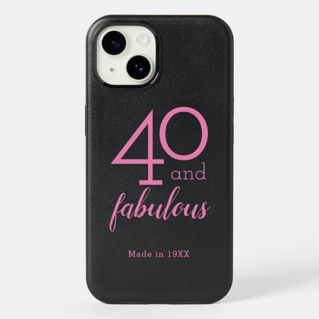 40 and Fabulous Custom Year Pink Black Otterbox iPhone Case (Back)